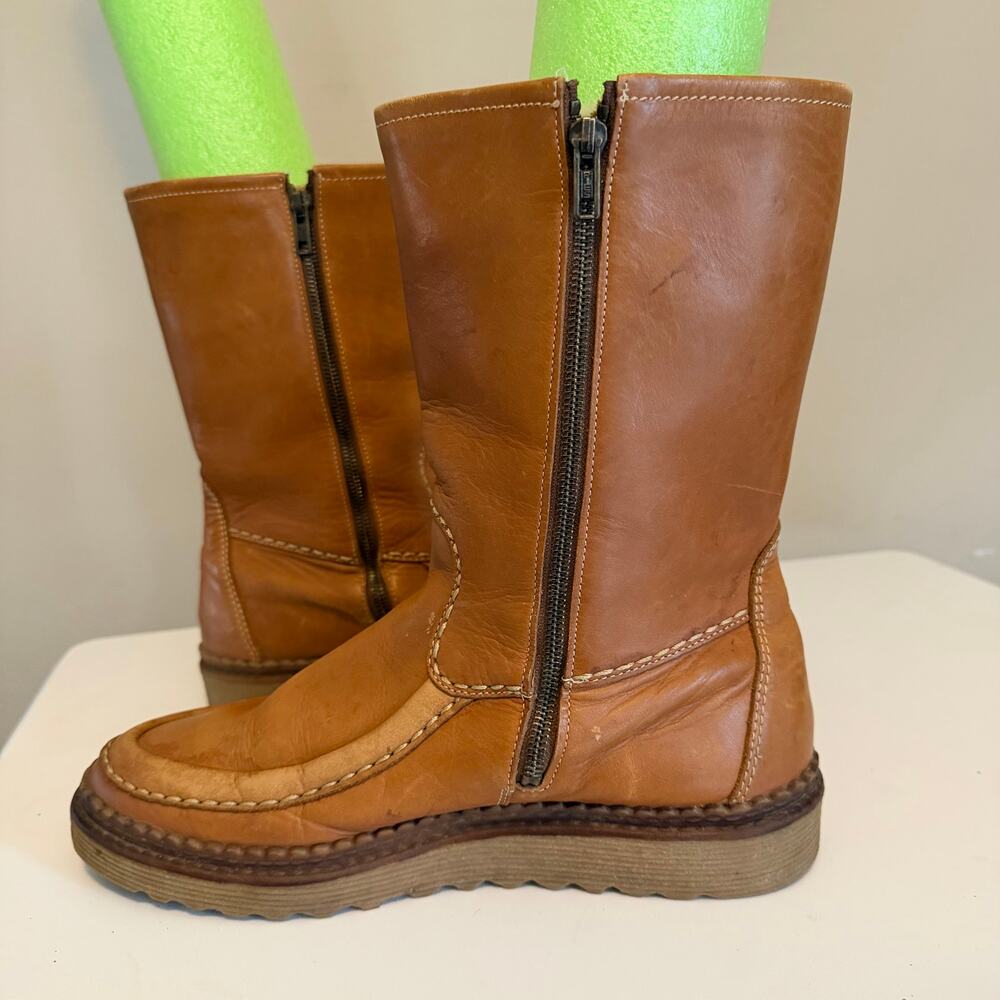 Salamander Mid Calf Boots Mens 12 Brown Leather Wool Lined Winter Outdoor Warm - Picture 4 of 14